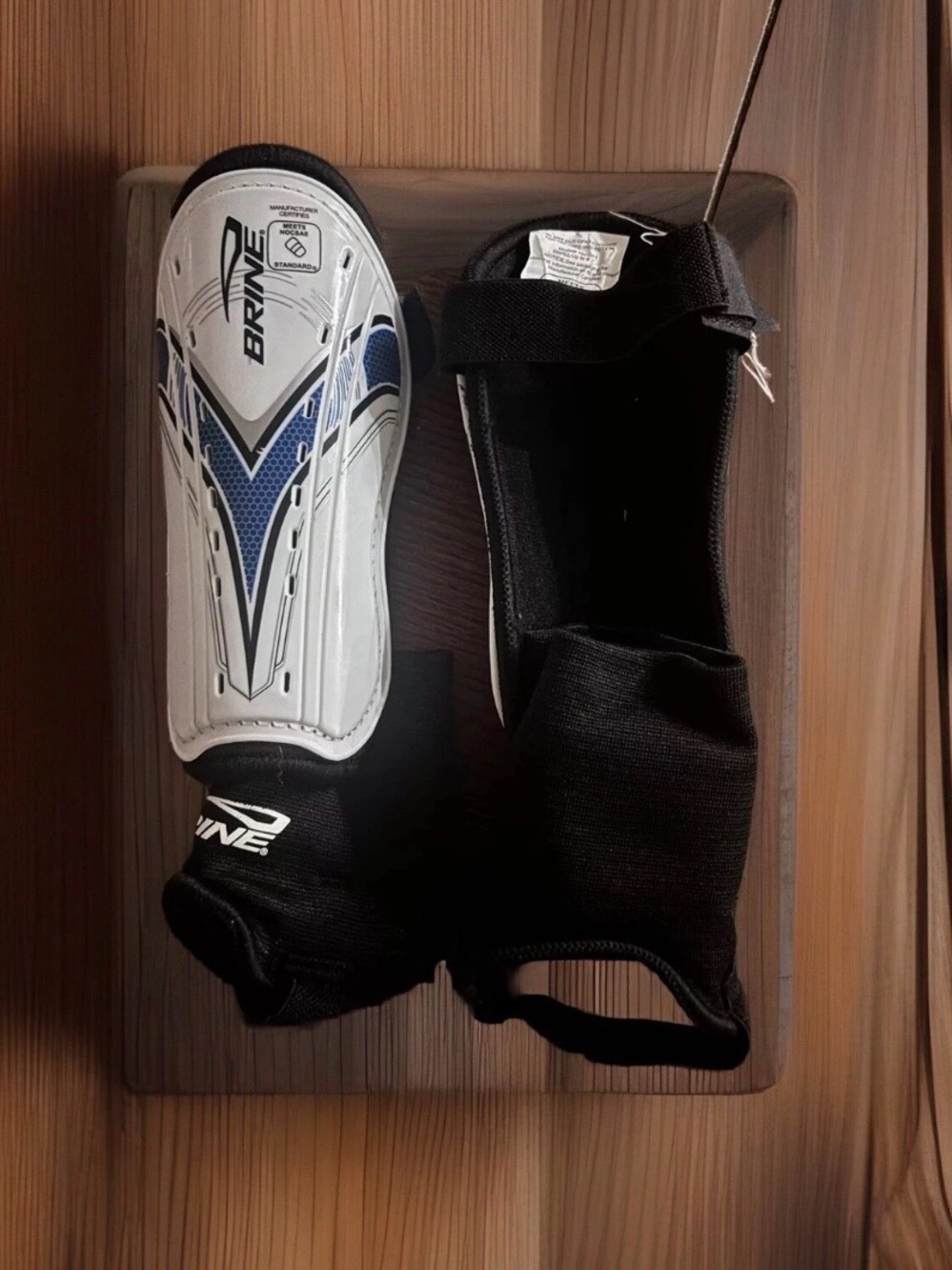Men's Black & White Shin Guards with Straps